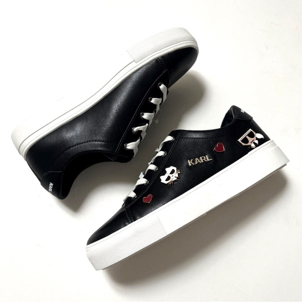 Karl Lagerfeld Black Sneakers with Cute Pins